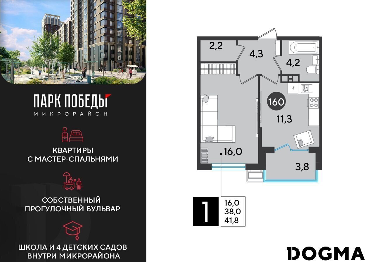 квартира г Краснодар р-н Прикубанский ЖК «Парк Победы 2» ш. Ближний Западный Обход/ул. Героя Пешкова/ ул. Садовая фото 1