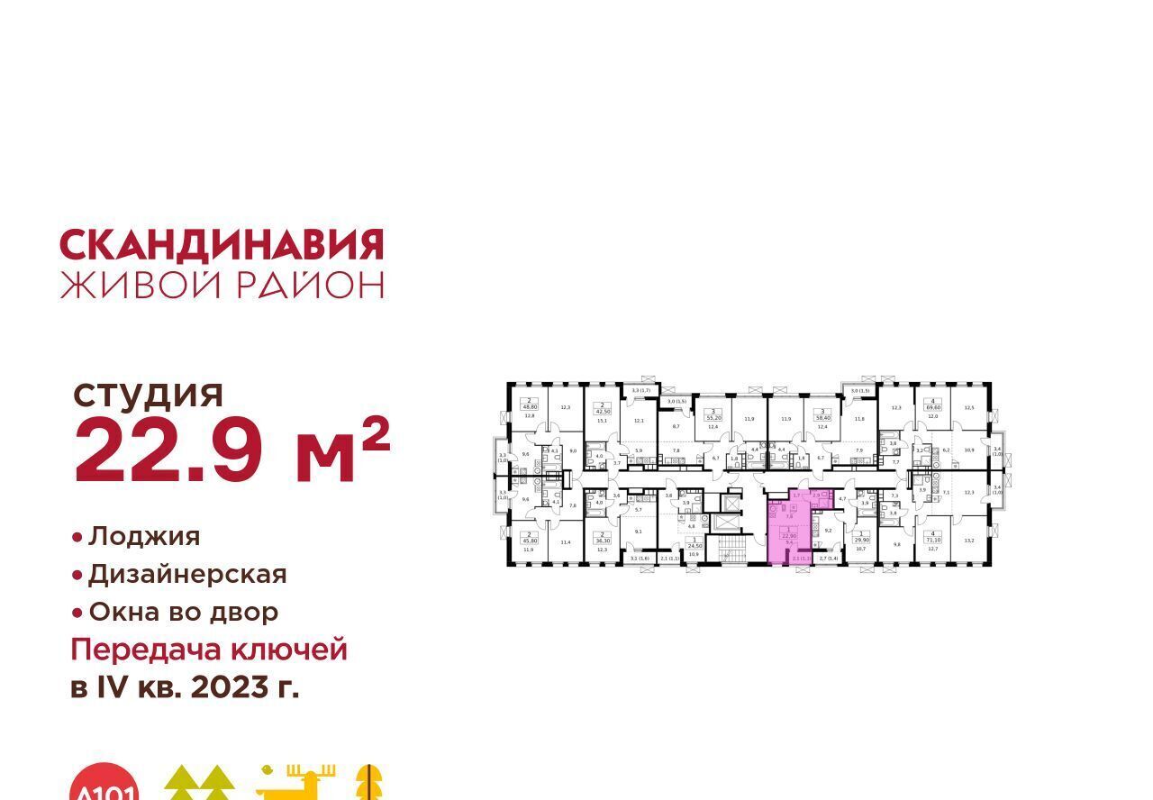 квартира г Москва п Сосенское ЖК Скандинавия 25/1 метро Теплый Стан фото 3