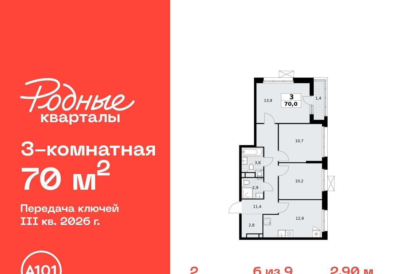 квартира г Щербинка ЖК «Родные кварталы» 2 Филатов Луг фото 1
