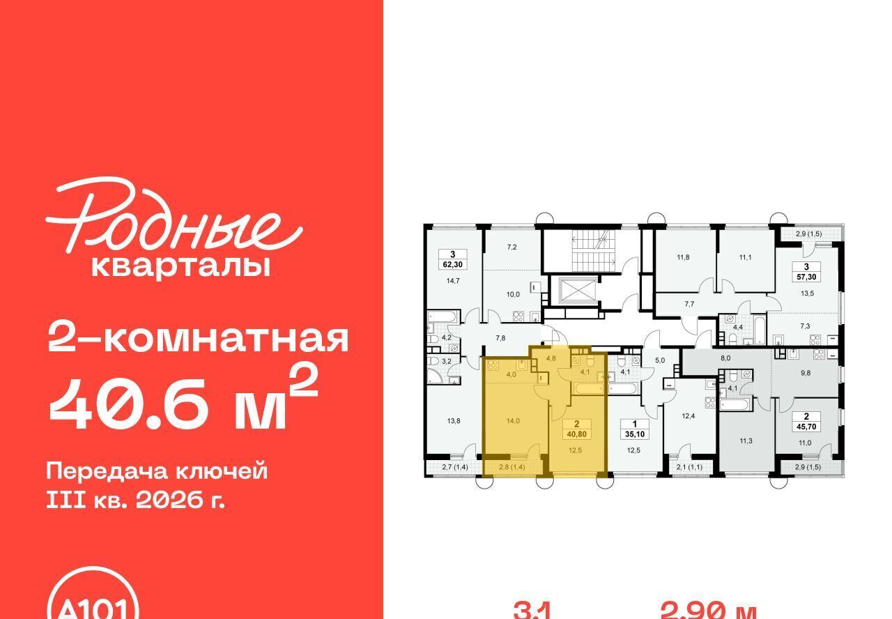 квартира г Щербинка ЖК «Родные кварталы» 3/1 Филатов Луг фото 3