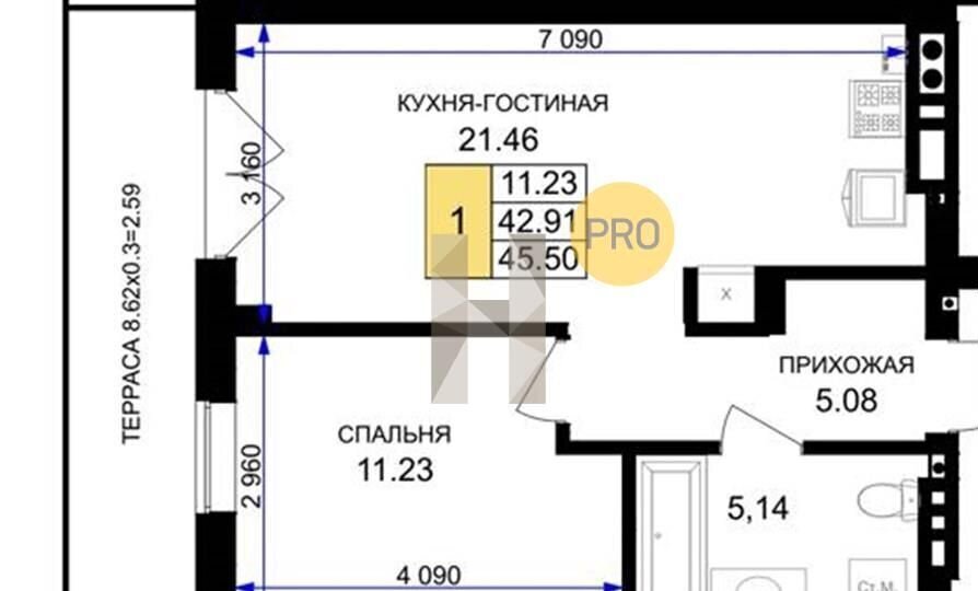 квартира р-н Гурьевский г Гурьевск ул Героя России Катериничева 4 з/у 2 фото 2