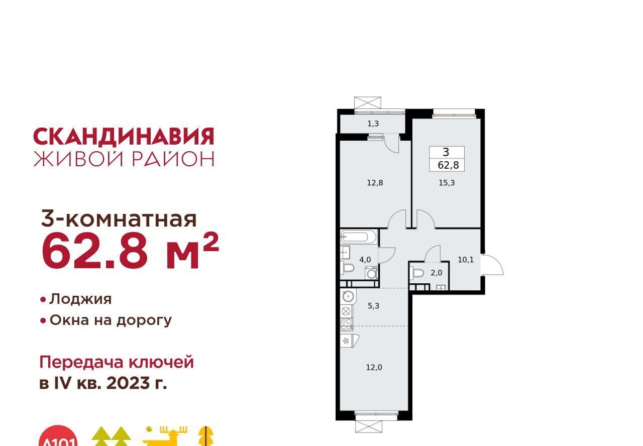 квартира г Москва п Сосенское ЖК Скандинавия 25/4 метро Теплый Стан фото 1