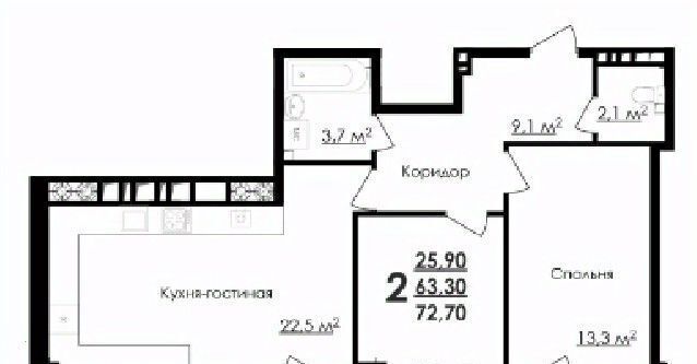 квартира г Белгород Западный ул Губкина 54 фото 1
