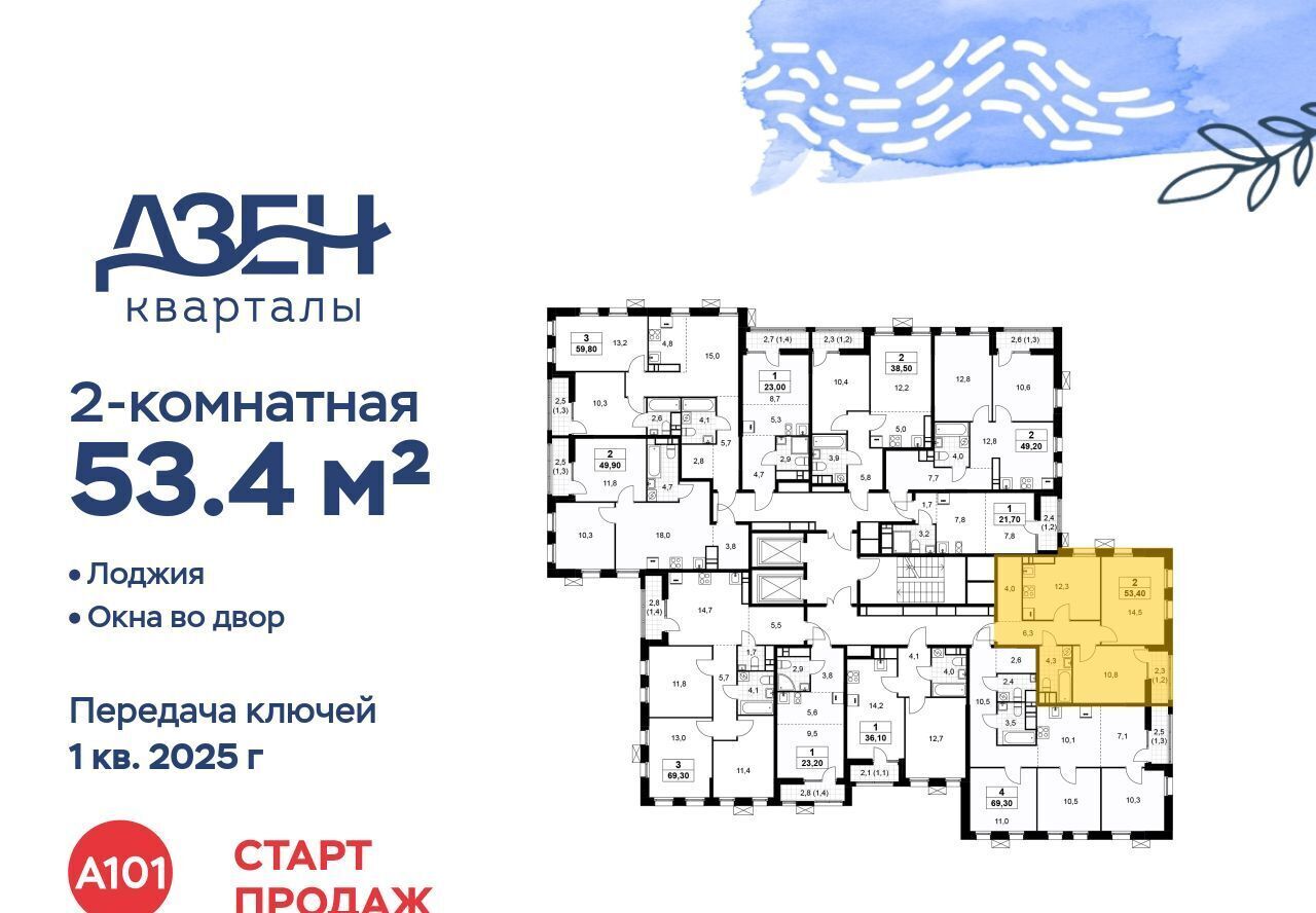 квартира г Москва метро Бунинская аллея ЖР «Дзен-кварталы» 1/3 фото 2