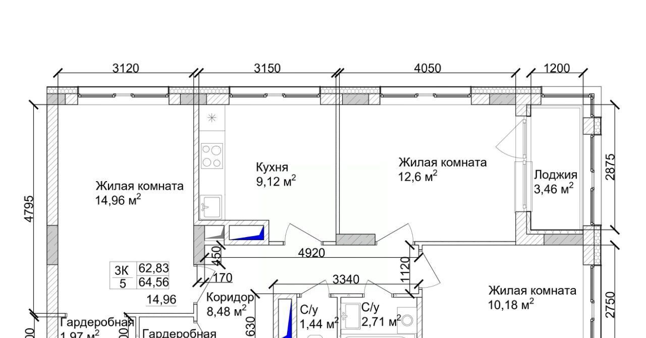 квартира г Кемерово р-н Заводский 15-й микрорайон Южный фото 4