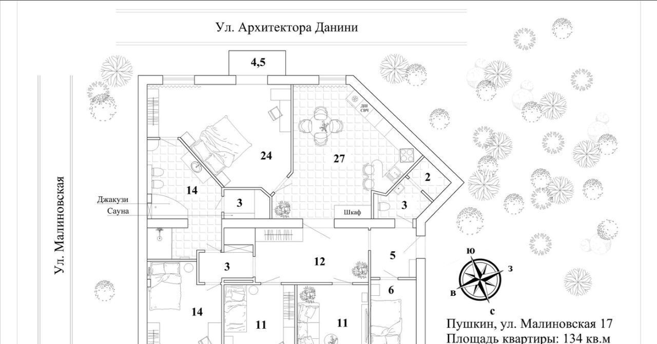 квартира г Пушкин ул Малиновская 17б метро Купчино фото 21