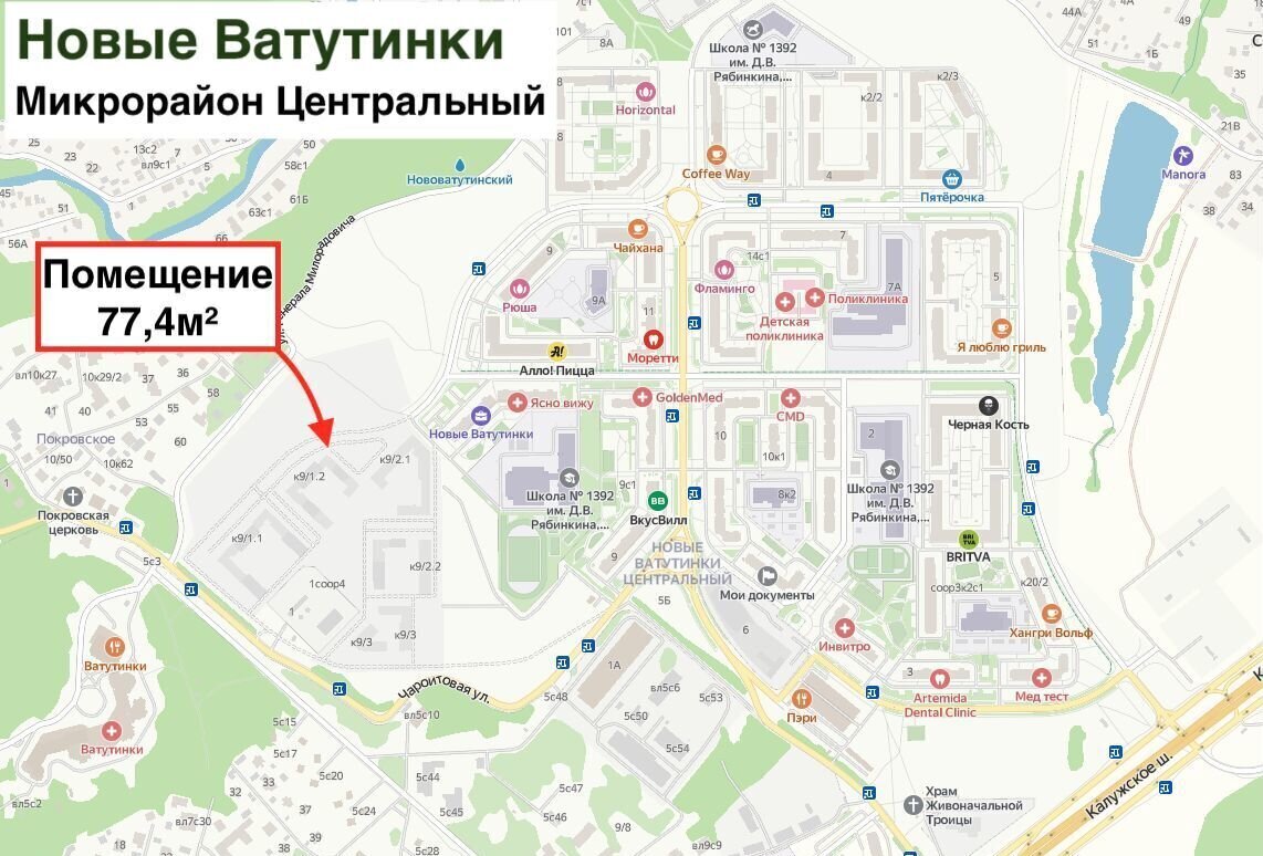 торговое помещение г Москва п Десеновское п Ватутинки новые Ватутинки мкр. «Центральный» р-н Десёновское, Новомосковский административный округ, к 9/1. 2, Московская область фото 6