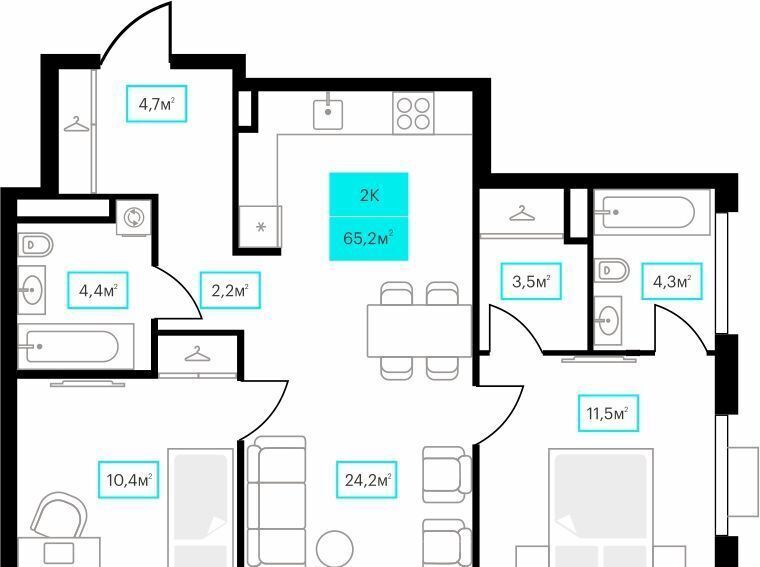 квартира г Тюмень р-н Калининский ул Ставропольская 6 ЖК Futuro корп. 1 фото 1