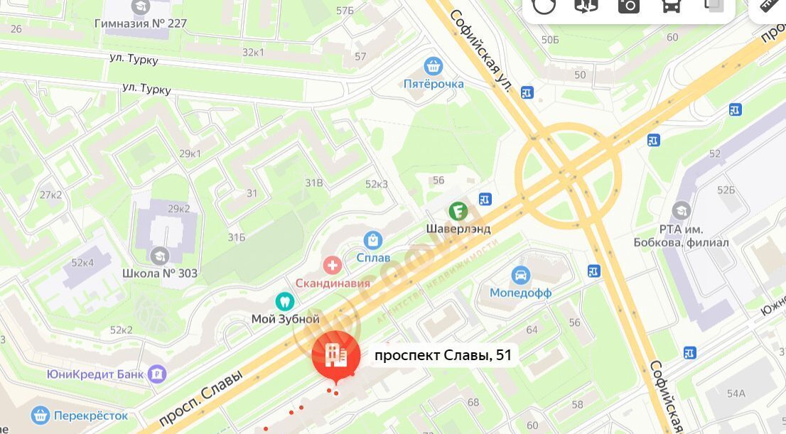 квартира г Санкт-Петербург метро Проспект Славы пр-кт Славы 51 округ № 72 фото 29