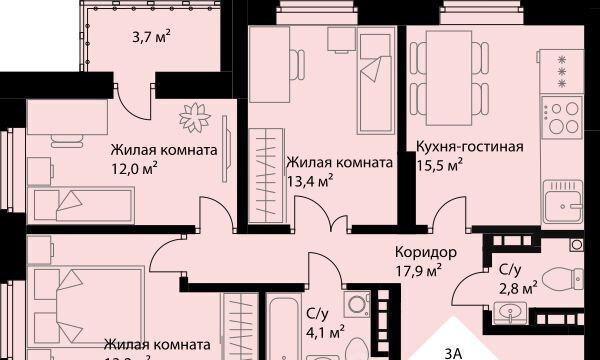 квартира г Екатеринбург р-н Орджоникидзевский Эльмаш ЖК Веер Парк Проспект Космонавтов, жилрайон фото 1