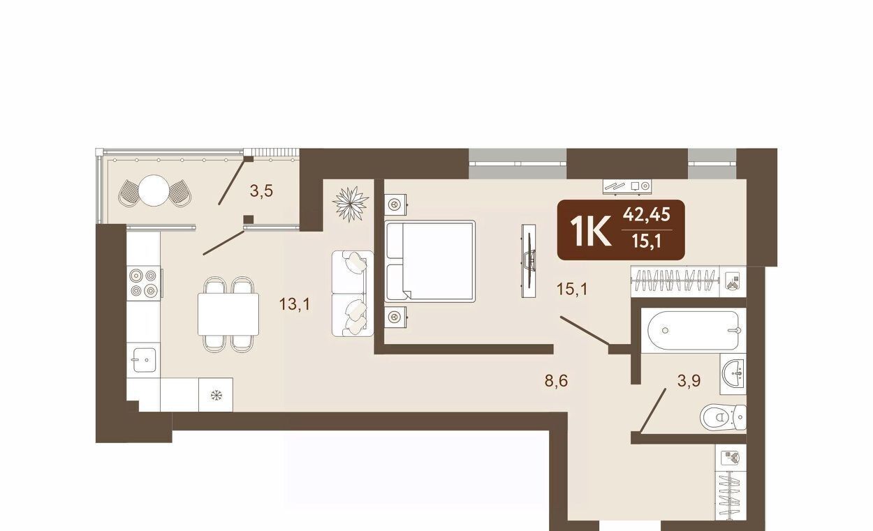 квартира г Кемерово р-н Ленинский 58В мкр, 1 фото 1