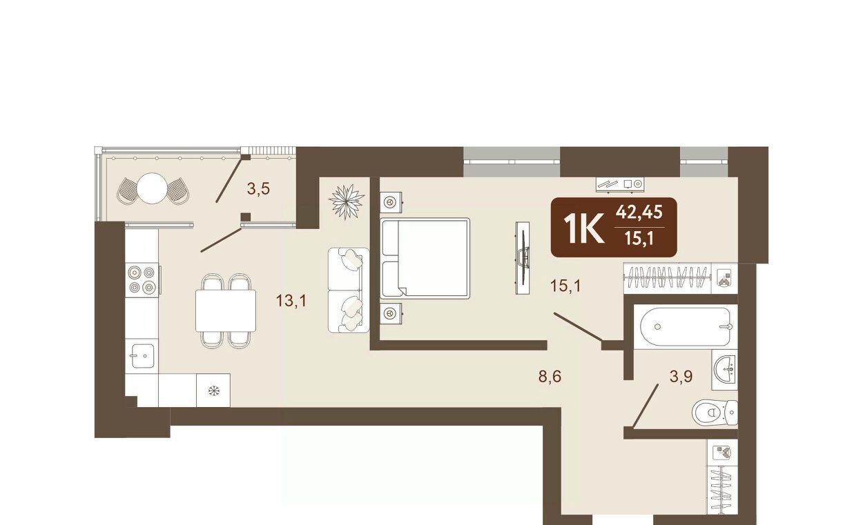 квартира г Кемерово р-н Ленинский 58В мкр, 1 фото 1