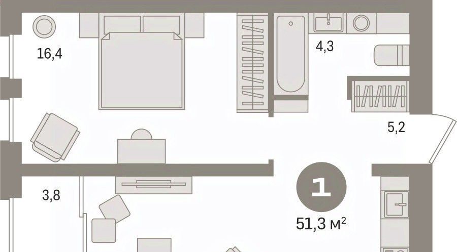 квартира г Сургут 35-й микрорайон ЖК квартал Новин 35-й фото 1