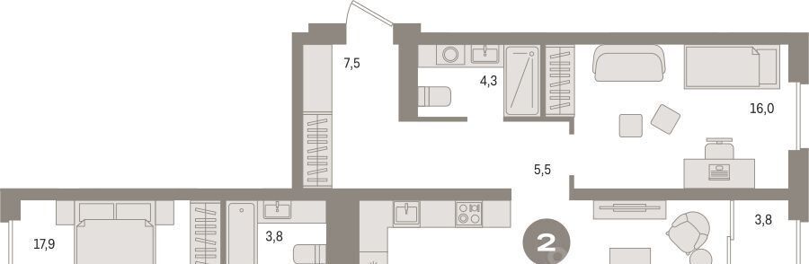 квартира г Сургут 35-й микрорайон ЖК квартал Новин 35-й фото 1