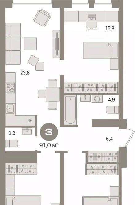 квартира г Сургут 35-й микрорайон ЖК квартал Новин 35-й фото 1