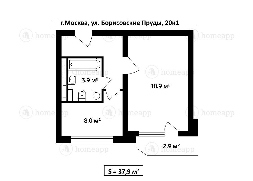 квартира г Москва метро Борисово ул Борисовские Пруды 20к/1 фото 23