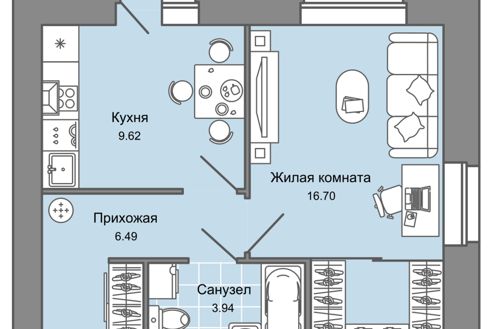 квартира г Киров р-н Ленинский ул Дмитрия Козулева 2к/1 муниципальное образование Киров фото 1