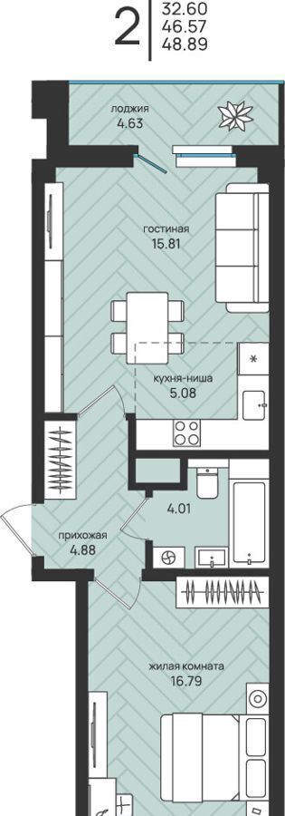 квартира г Архангельск р-н округ Майская Горка пр-кт Московский 1 ЖК «Сосновка-2» оч., 2 фото 1