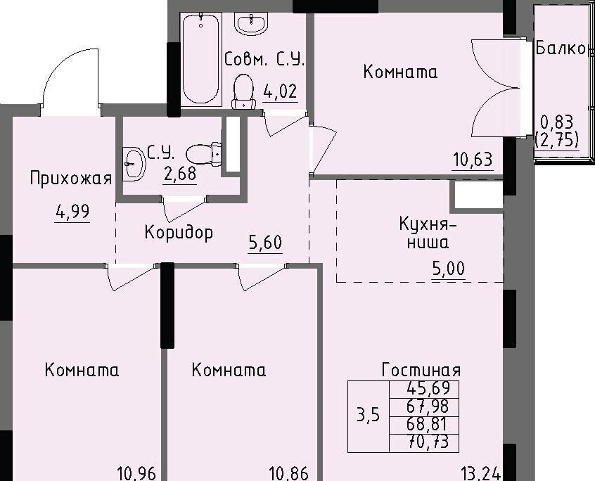 квартира г Ижевск р-н Ленинский Строитель ул Луначарского 2 ЖК Арден на Селтинской фото 1