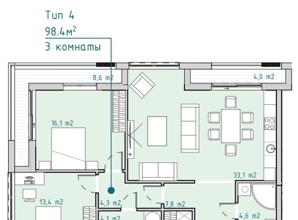 квартира г Новороссийск р-н Центральный ул Пархоменко 53 ЖК «Грани Residence» фото 2