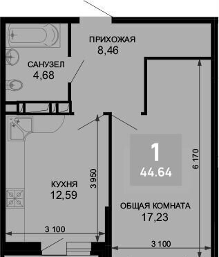 квартира г Краснодар р-н Прикубанский ул им. Петра Метальникова 3 фото 7