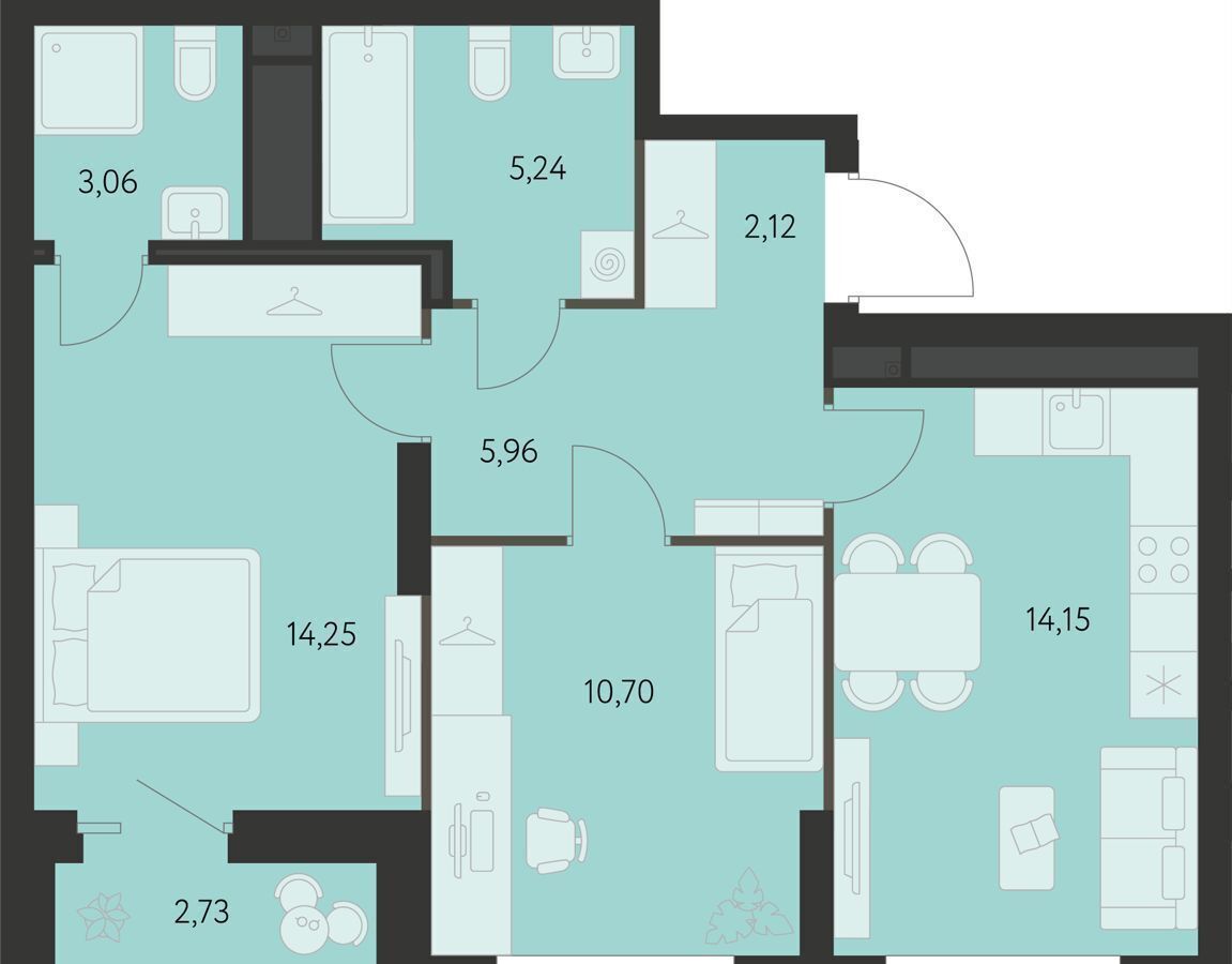 квартира г Екатеринбург Академический ул. В. Де Геннина, д. 3, блок 4. 5 фото 1