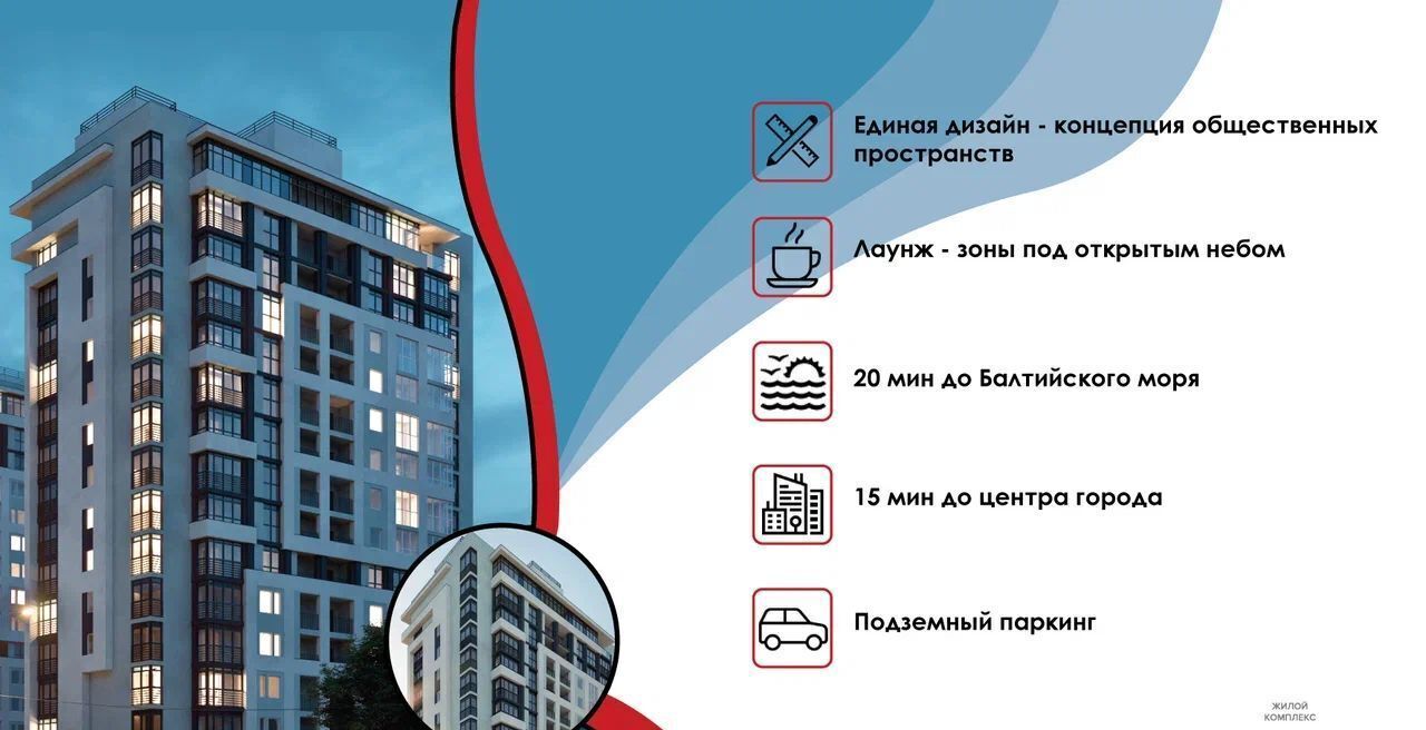 квартира г Калининград р-н Ленинградский ул Елизаветинская 47 ЖК «SunCity» фото 14