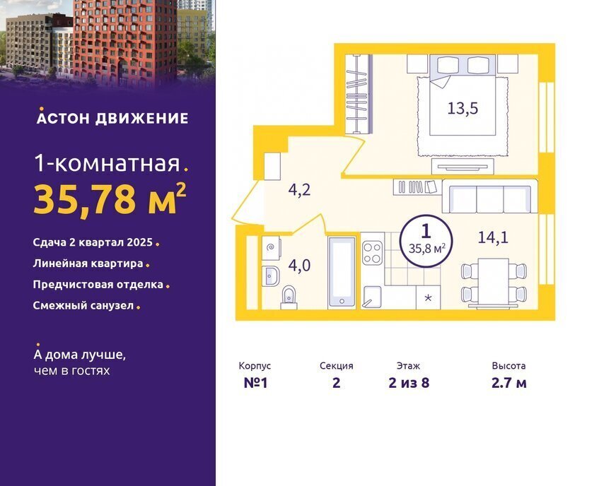 квартира г Екатеринбург р-н Железнодорожный Уралмаш пер Проходной 1а квартал «Астон.Движение» фото 1