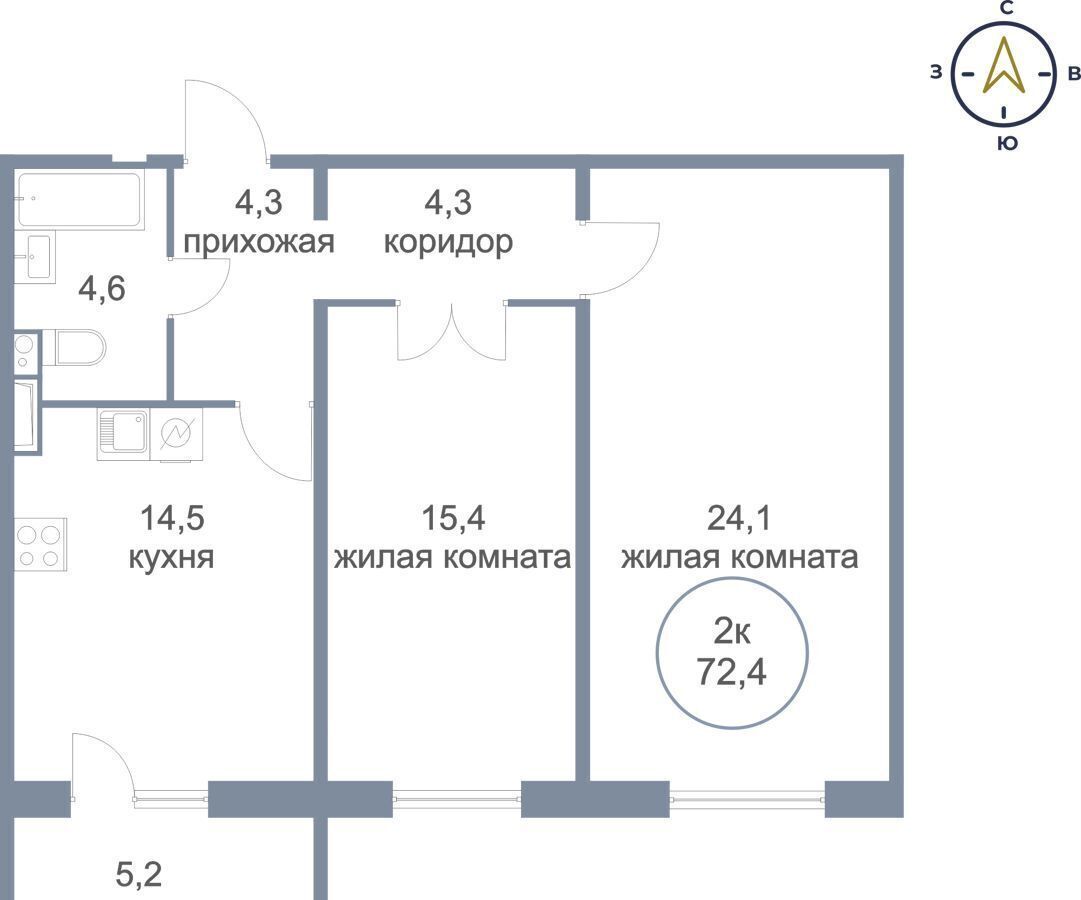 квартира г Сургут р-н Восточный тракт Югорский 54/2 ЖК «Георгиевский» фото 1