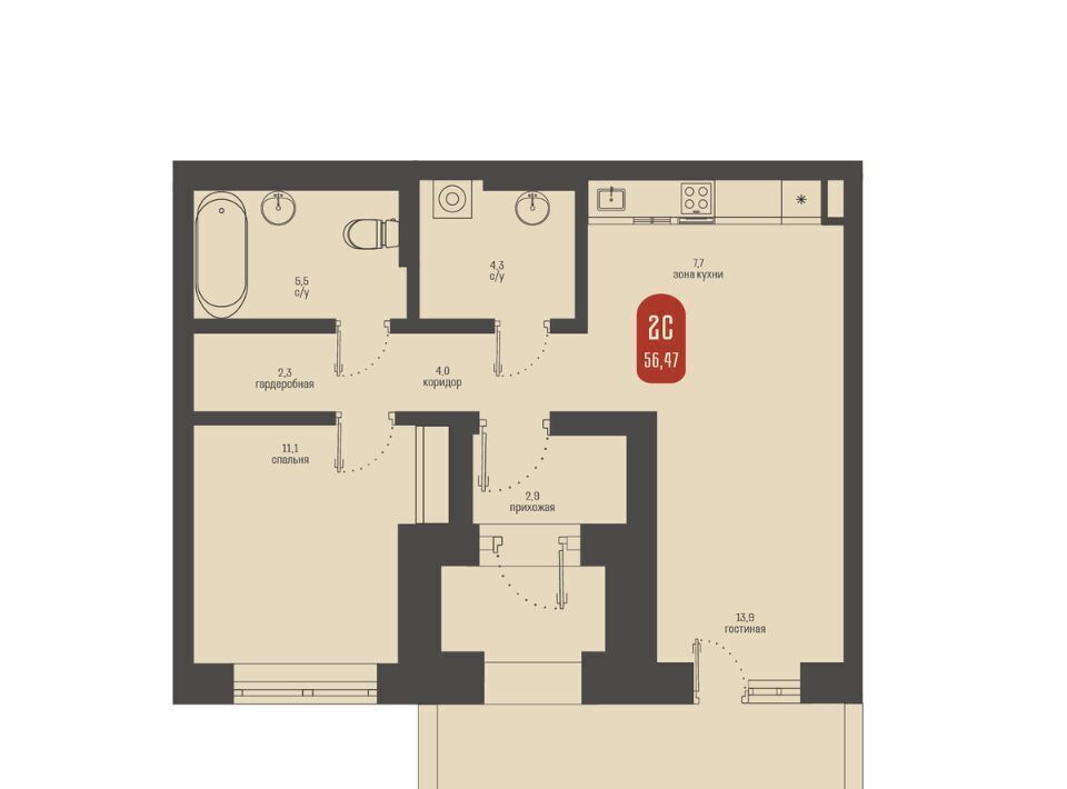 квартира г Томск р-н Кировский ул Косарева 6 фото 1