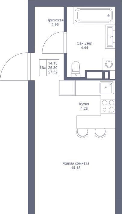 квартира г Казань метро Горки ПК 1-1, Мой Ритм жилой комплекс фото 4