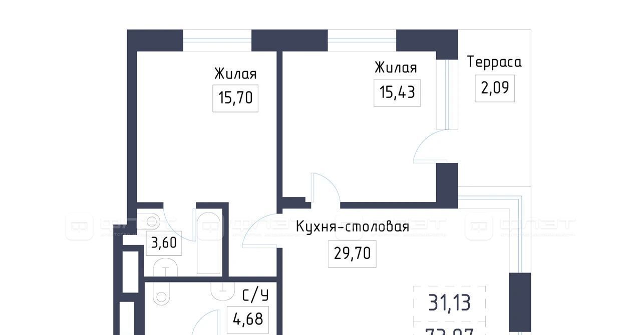 квартира г Казань метро Площадь Тукая Променад жилой комплекс фото 3