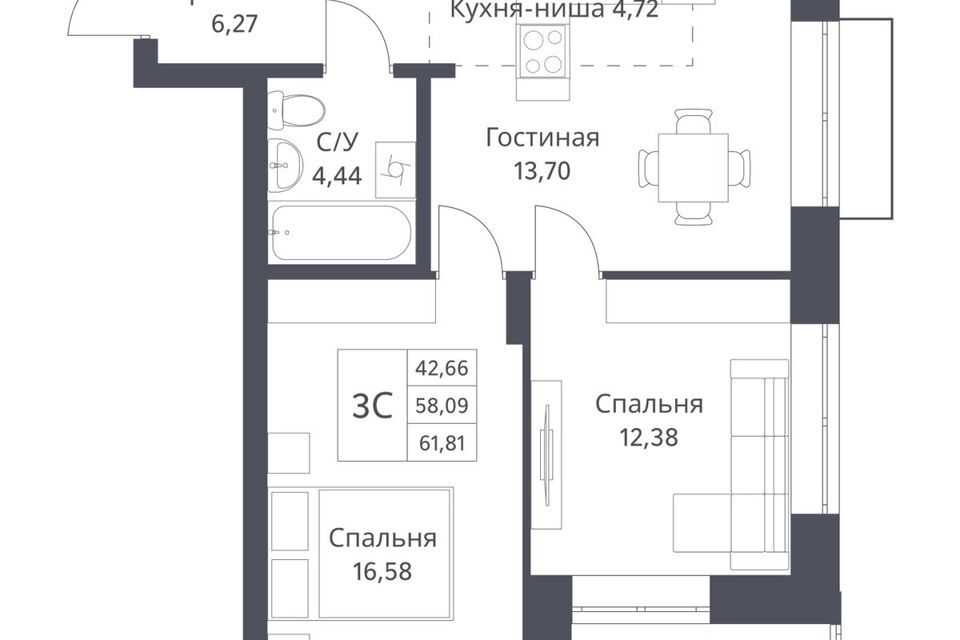 квартира г Новосибирск ул Игарская 42/1 городской округ Новосибирск фото 1