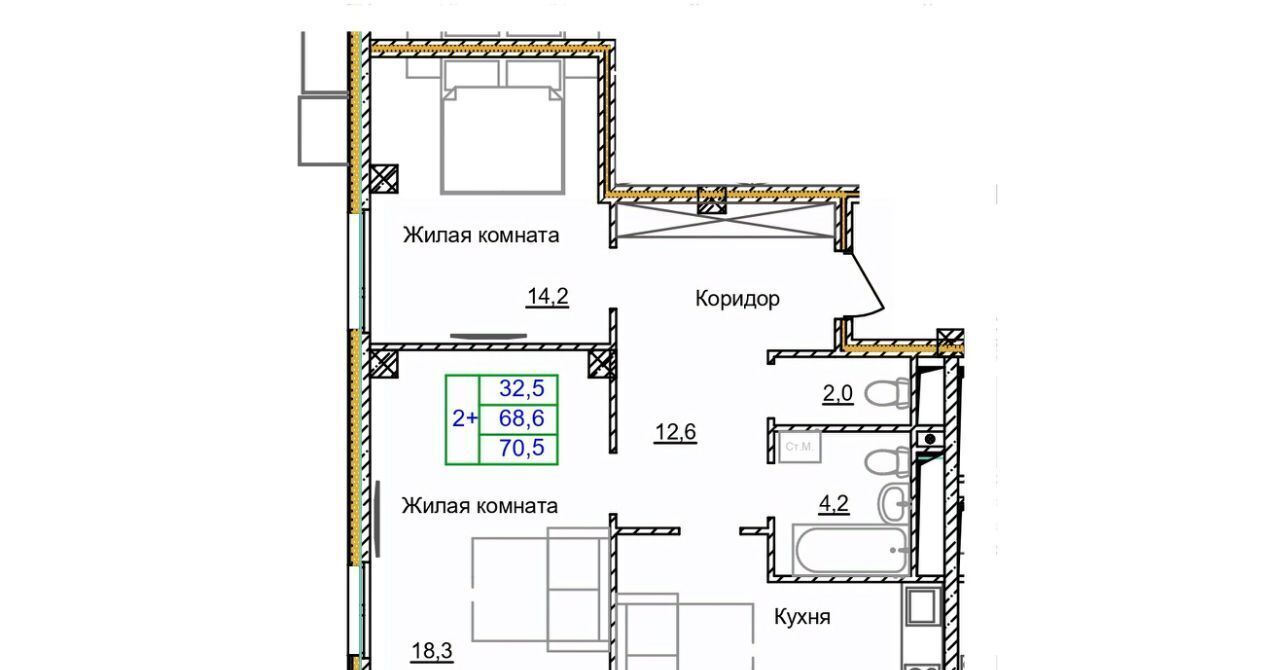 квартира г Старый Оскол микрорайон Космос 11 фото 1