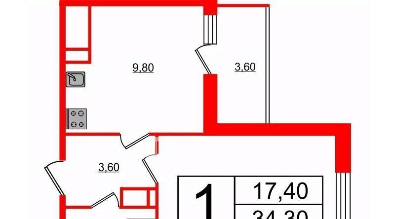 квартира г Санкт-Петербург метро Комендантский Проспект ул Верхне-Каменская 9к/1 округ Коломяги фото 2