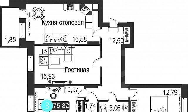 квартира г Сургут р-н Северный жилой ул Семена Билецкого 5 фото 2