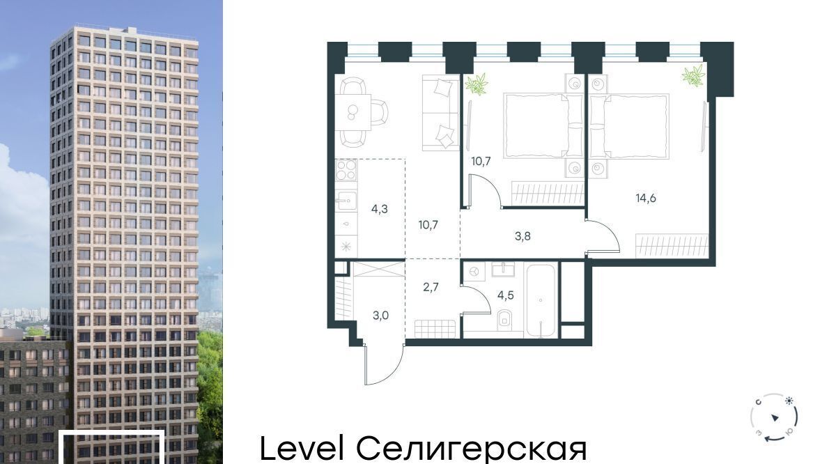 квартира г Москва метро Верхние Лихоборы Западное Дегунино Северный ЖК Левел Селигерская к 3 фото 1