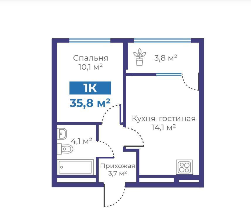 квартира г Тюмень р-н Калининский ул Интернациональная 199а ЖК «Облака» Калининский административный округ фото 2