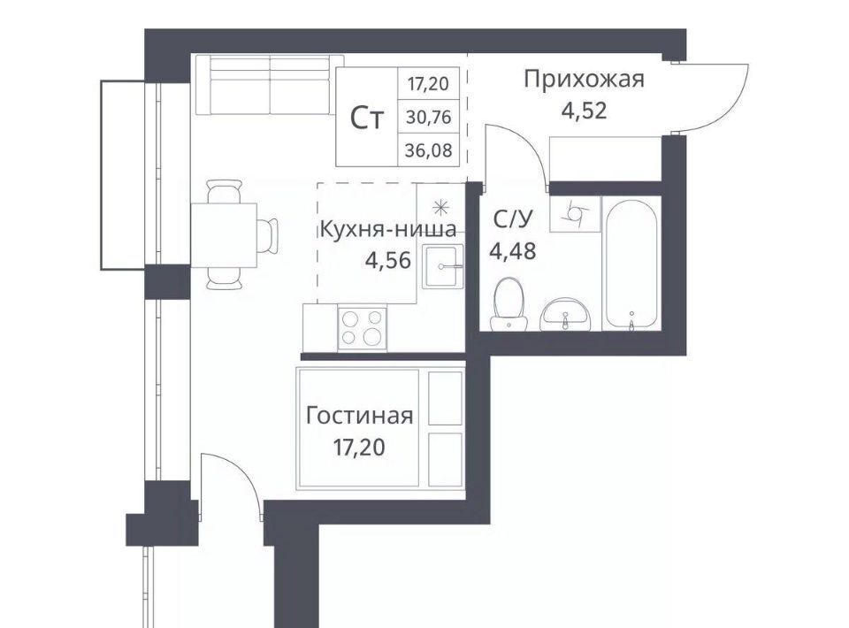 квартира г Новосибирск Заельцовская Северный Миниполис Фора на Фадеева жилой комплекс фото 1