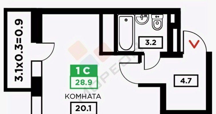 квартира г Краснодар р-н Прикубанский ул Домбайская 55 фото 6