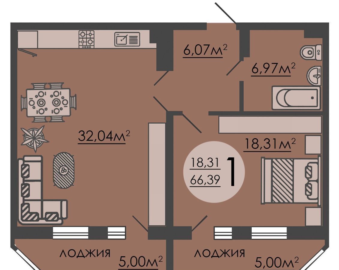 квартира г Липецк р-н Октябрьский ул Свиридова И.В. 24 корп. 2 фото 3