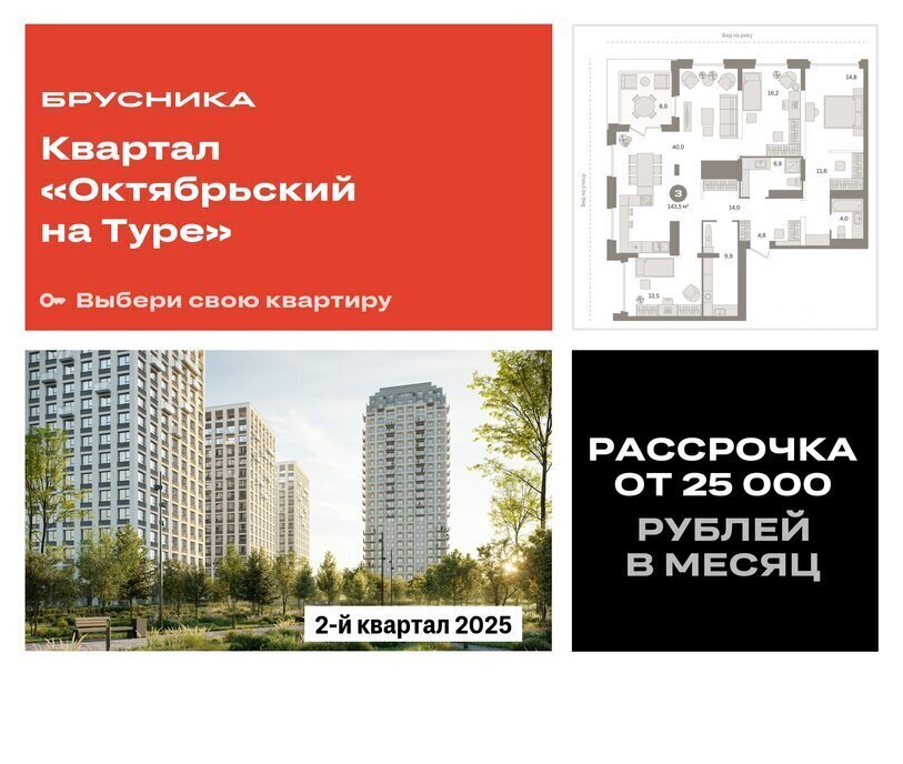 квартира г Тюмень ЖК «Октябрьский на Туре» Калининский административный округ фото 1