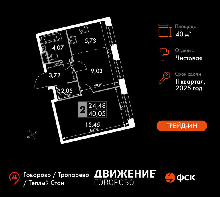 квартира г Щербинка квартал № 1 метро Говорово ЗАО район Солнцево № 3, жилой комплекс Движение. Говорово, к 1 фото 1