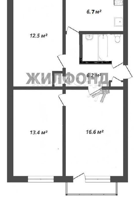 квартира г Новосибирск Гагаринская ул Кропоткина 98 фото 6