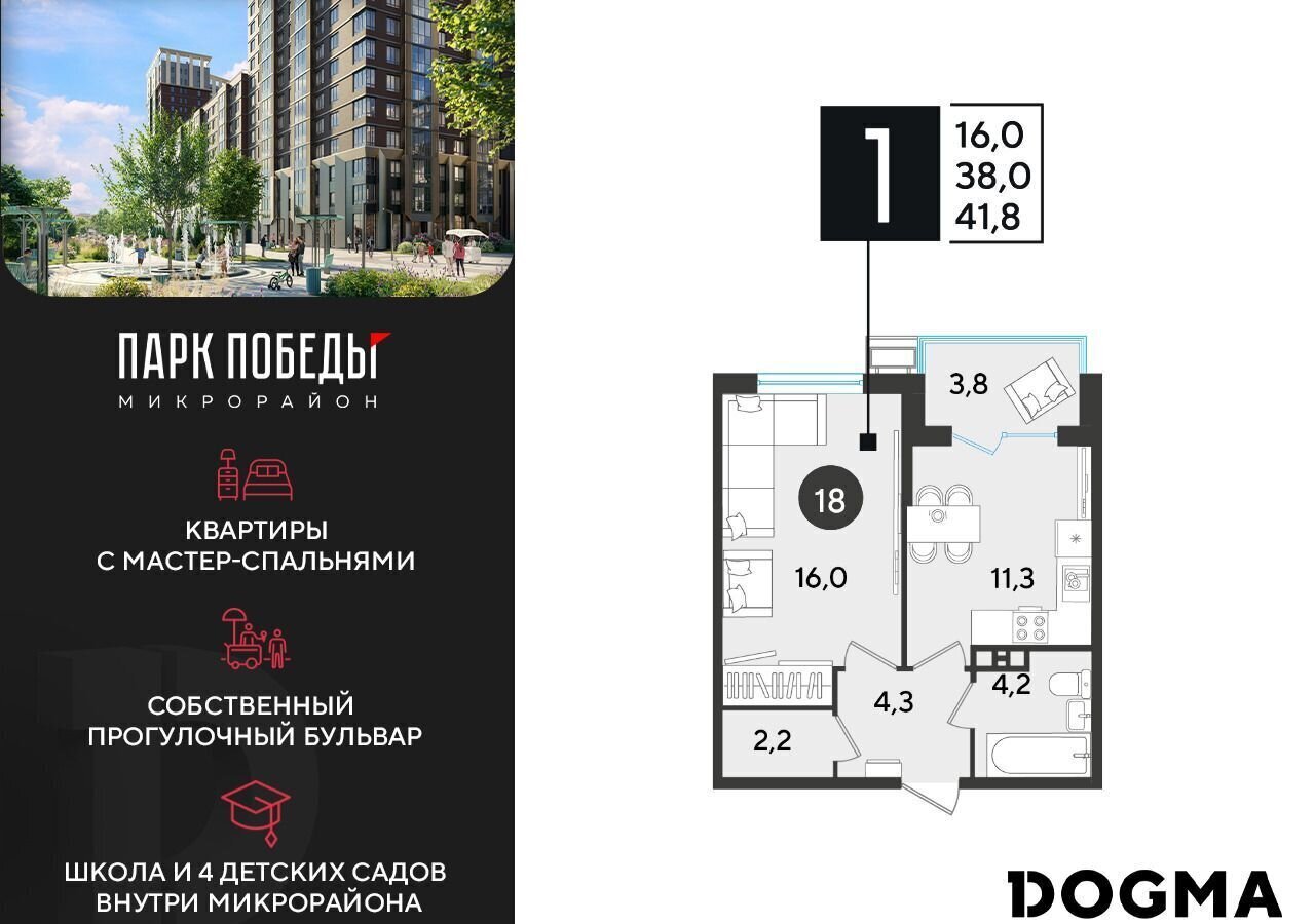 квартира г Краснодар р-н Прикубанский ЖК «Парк Победы 2» ш. Ближний Западный Обход/ул. Героя Пешкова/ ул. Садовая фото 1