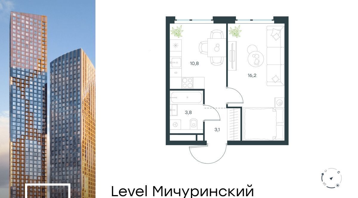 квартира г Москва метро Мичуринский проспект ЖК Левел Мичуринский к 9 фото 1