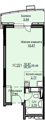 квартира г Щёлково микрорайон Соболевка, к 8, Щёлково городской округ фото 1