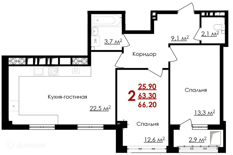 квартира г Белгород ул Губкина 54 Белгород городской округ фото 1