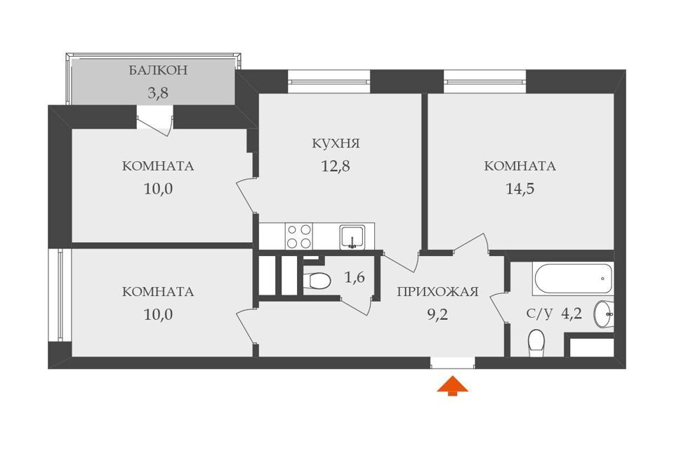 квартира г Санкт-Петербург ул Кустодиева 3/2 Выборгский фото 2