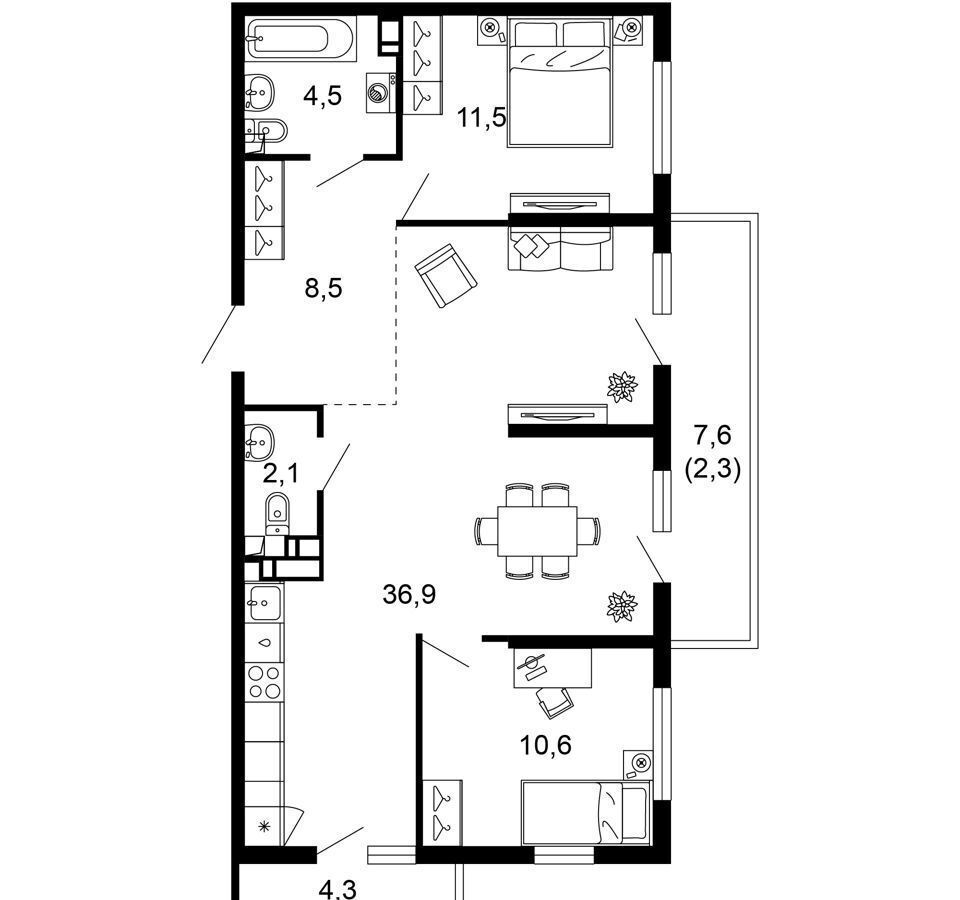 квартира г Сочи р-н Адлерский ул Искры 3 д. 66/10 фото 11